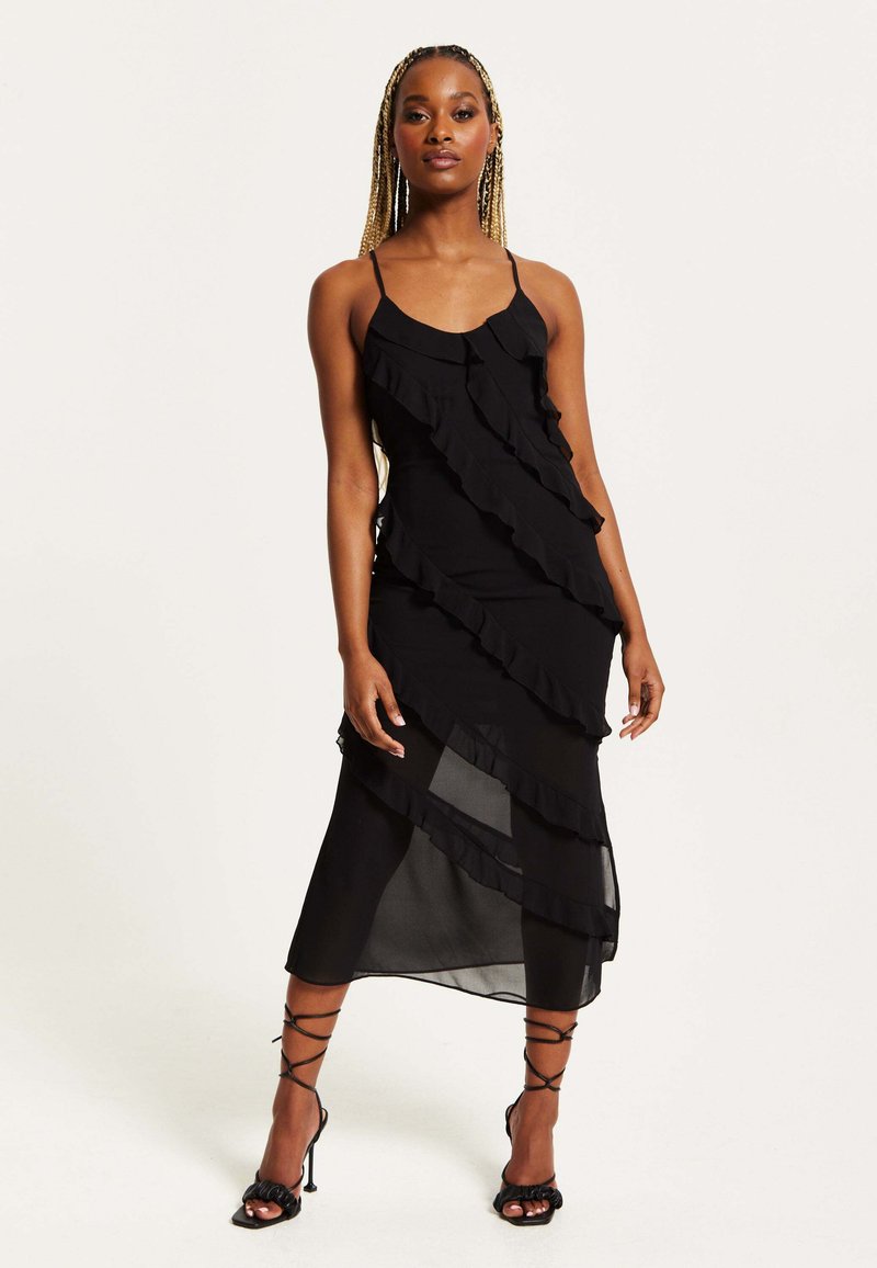 Liquorish DIAGONAL FRILL  - Cocktail dress / Party dress - black