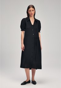 adL FRONT BUTTONED FRILLED  - Skjortekjole - black