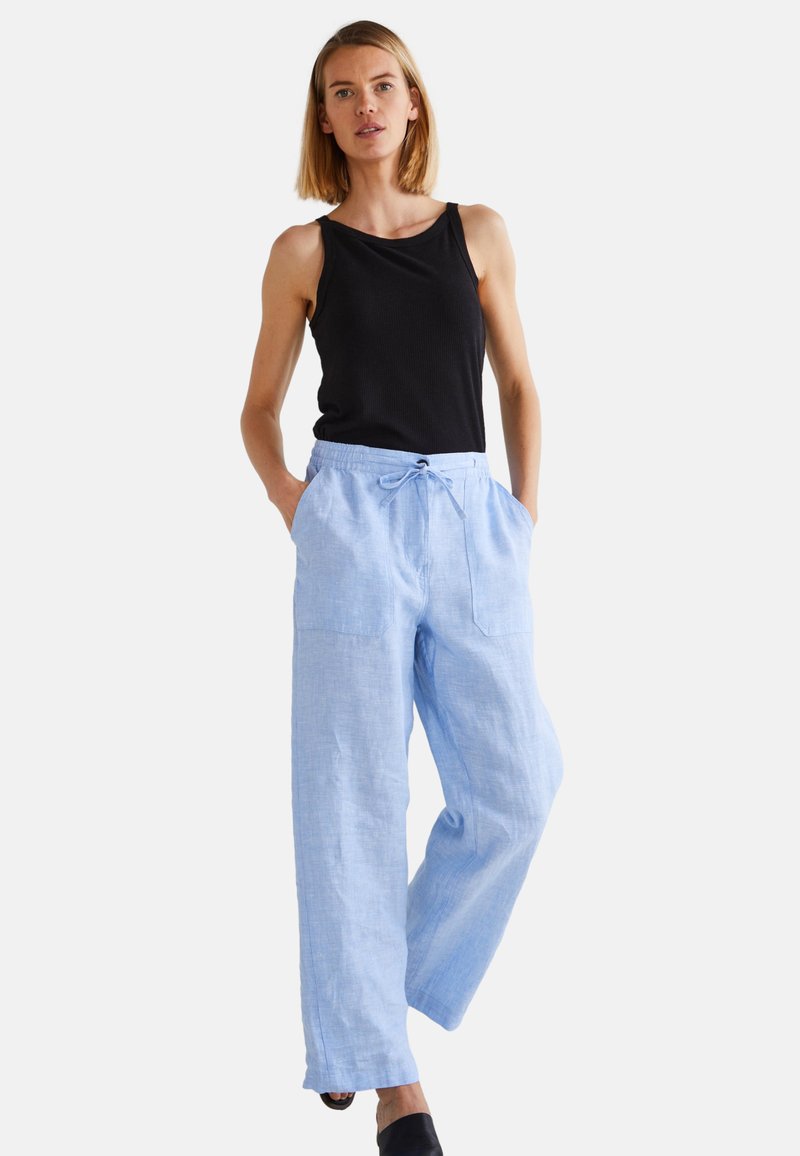 Monoprix TAILLE SEMI-ÉLASTIQUÉE UNI EN  - Pantalon classique - celeste