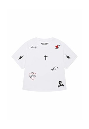 Mira Paris, TATTOO MI AMOR OVERSIZED ROLL UP TEE 26 - T-shirt con stampa - white