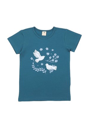 BIRDS AND FLOWERS - Print T-shirt - dark blue