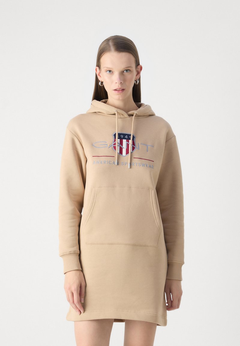 GANT ARCHIVE SHIELD HOODIE DRESS - Day dress - caramel beige/beige -  Zalando.co.uk