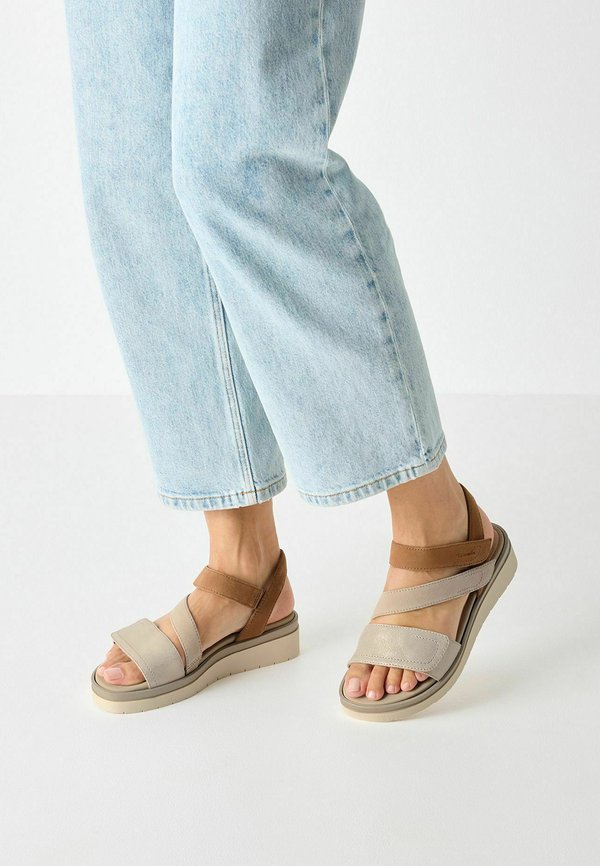 Plateausandalette - beige comb