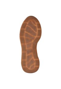 Rubberen schoenenzool met een getextureerd oppervlak, voorzien van een golvend patroon en meerdere groeven. De kleur is bruin met een gladde afwerking.