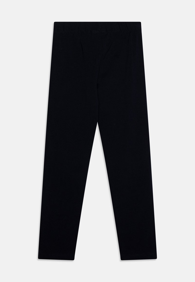 Schwarze Leggings aus weichem Material, mit einem elastischen Bund und einem figurbetonten Design, ohne sichtbare Muster oder Hardware.