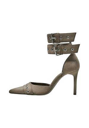 Bershka, HEELED WITH ANKLE STRAP AND MULTI-BUCKLES - SHOES - Escarpins à talons hauts - sand