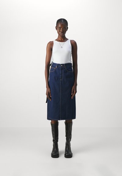 MM6 Maison Margiela MIDI SKIRT - Farmerszoknya - indigo
