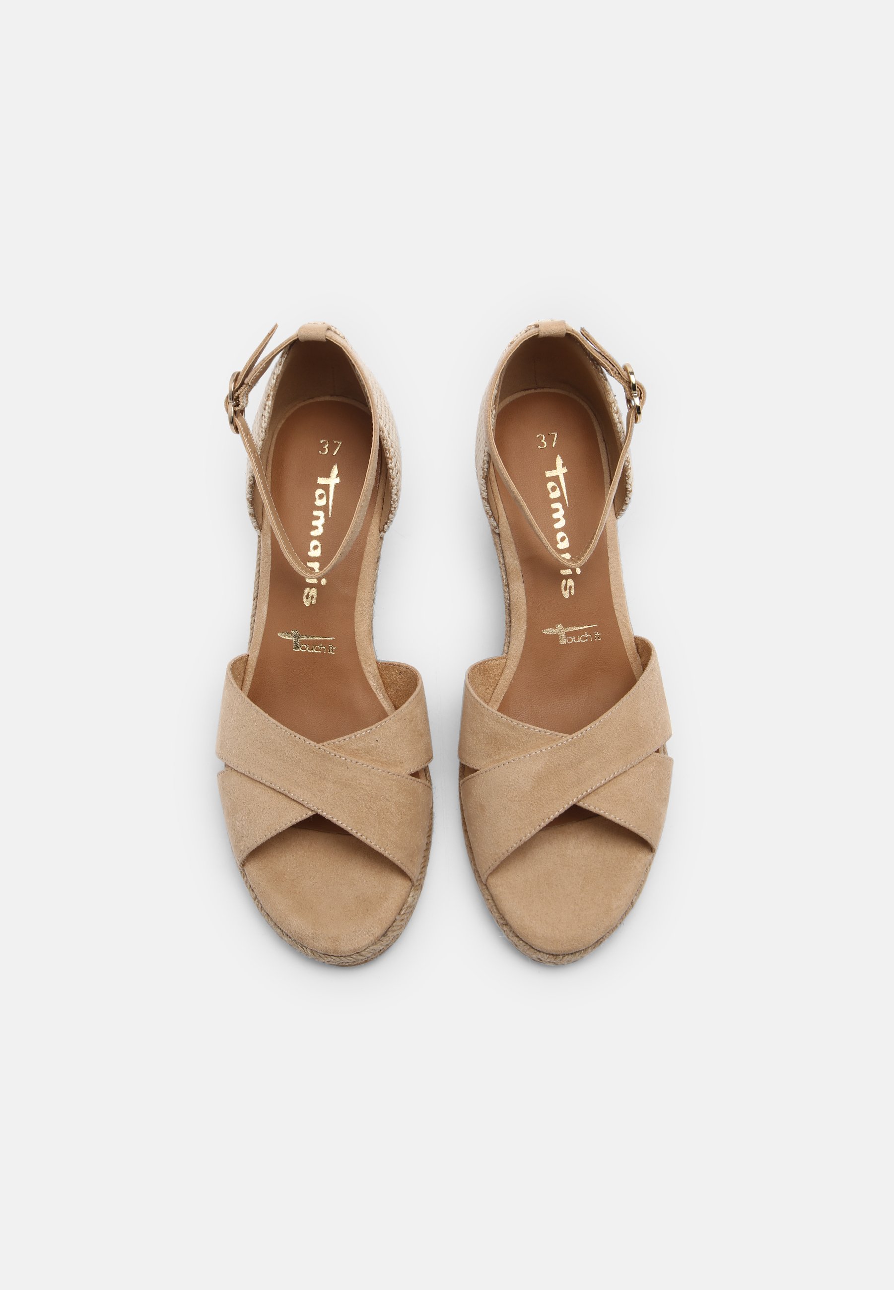 Tamaris Sandalen met sleehak - almond/Beige - Zalando.nl