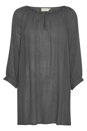 Tumehallide pikkade varrukatega pluus pleatide detailidega, ümar kaelus, võtmeauk avaus ja mansettidega varrukad kerge materjali kasutamisel.