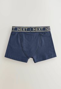 Marinblå boxershorts i mjukt tyg med en kontrasterande guld "NEXT" logotyp på midjebandet och en snug, skräddarsydd passform.