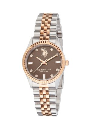 Watch - silver rose gold tone brown