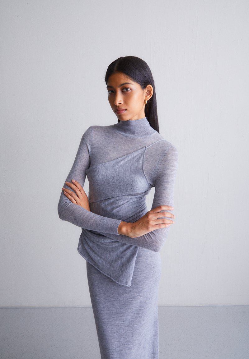 Victoria Beckham NECK WRAP DRESS Jumper dress grey marl/grey Zalando.ie