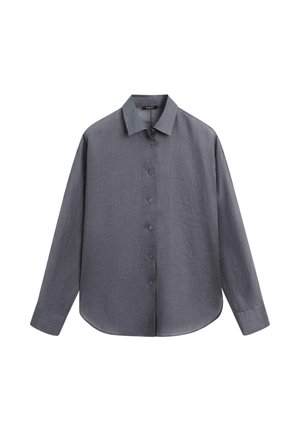 Massimo Dutti, FLOWING VOLUMINOUS SHIRT WITH BUTTON DETAILS - Blouse - blue-grey