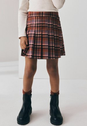 Next, REGULAR FIT - PLEATED SKIRT - A-lijn rok - orange brown check
