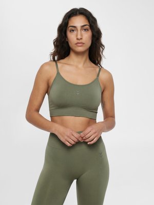 Hummel, HUMMEL HMLFLOW PADDED BRA - Light support sports bra - deep lichen green