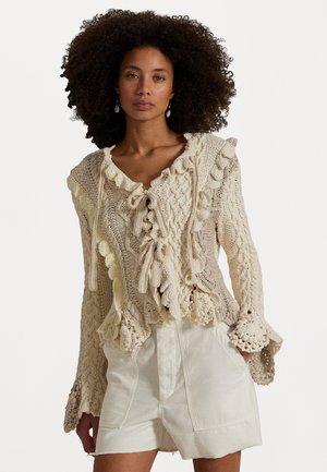 Polo Ralph Lauren MIXED STITCH TIE FRONT CARDIGAN - Chaqueta de punto - cream multi