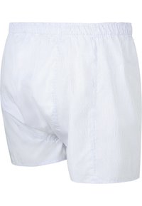 Katoenen boxershorts met een lichtgewicht, ademend ontwerp. Voorzien van een klein blauw-wit ruitpatroon en een elastische tailleband.