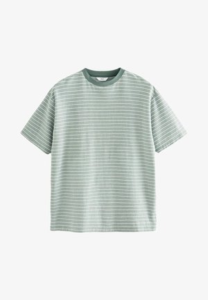 Next TEXTURED STRIPE - REGULAR FIT - Nyomott mintás póló - sage green