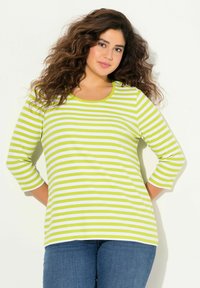 Ulla Popken STRIPED 3/4 SLEEVE  TEE - Langarmshirt - apple green