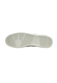 Sole běžecké boty Nike, gumový materiál, bílá barva, strukturovaný povrch s kruhovými a obdélníkovými vzory, a logo značky na straně.