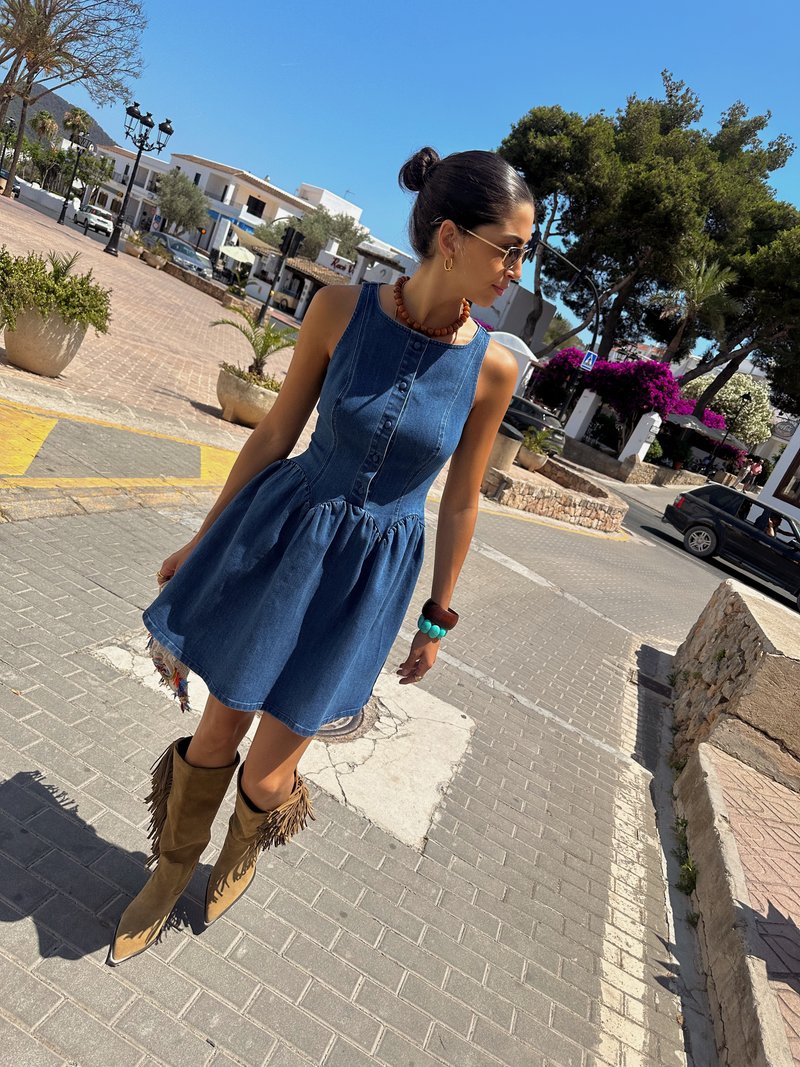 white christmas dresses NEVER TOO MUCH DENIM MINI DRESS – AKIRA main image 0
