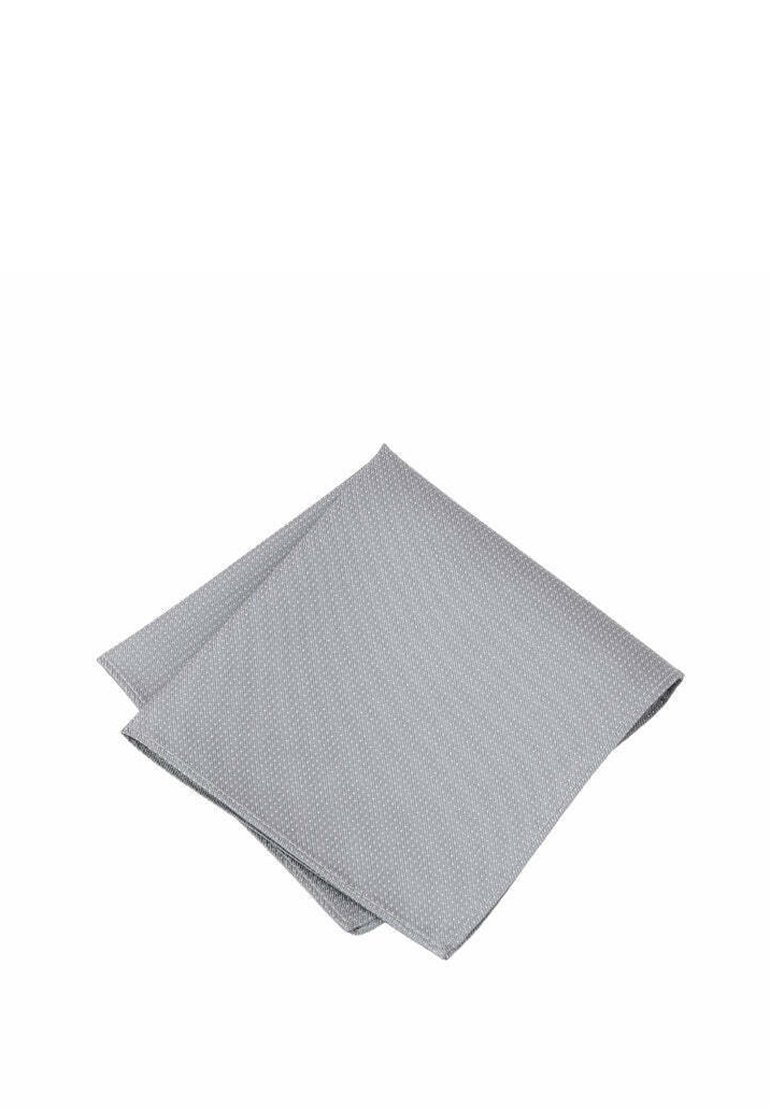 Gray textile napkin with a textured surface and subtle dot pattern, folded neatly. Material appears durable and suitable for dining use.