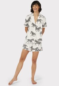 Chelsea Peers ZEBRA PRINT V-NECK BUTTON UP - Pyjama - white