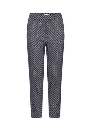 Marynarskie spodnie w wzory wykonane z lekkiego materiału, o dopasowanym kroju, gładkiej fakturze i elastycznej talii dla komfortu.