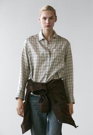 Massimo Dutti FLOWING CHECK GARMENT - Košilová halenka  - grey