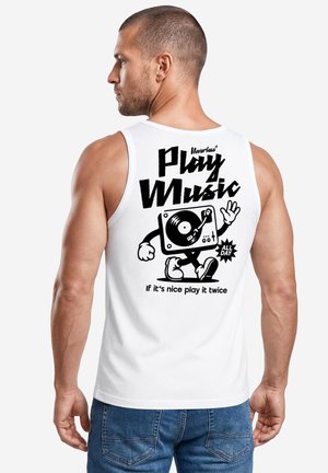 Neverless, TANKTOP HERREN MIT GRAFIK-PRINT - RETRO DESIGN PLAY MUSIC- - Top - slim-fit weiß
