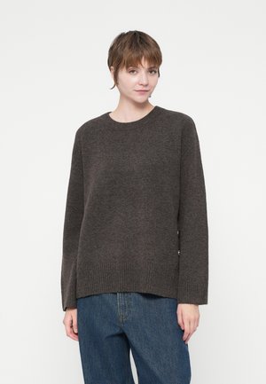 ONLRENE LIFE BUTTON O NECK - Svetr - chocolate torte melange/gold coloured