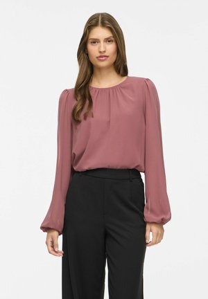 VILA, LONG SLEEVED TOP VIURA ROUND NECK - Blouse - rose brown