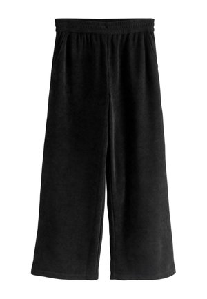 Sort vidbens kordbuks med elastik i taljen og sidelommer, designet til en afslappet pasform.