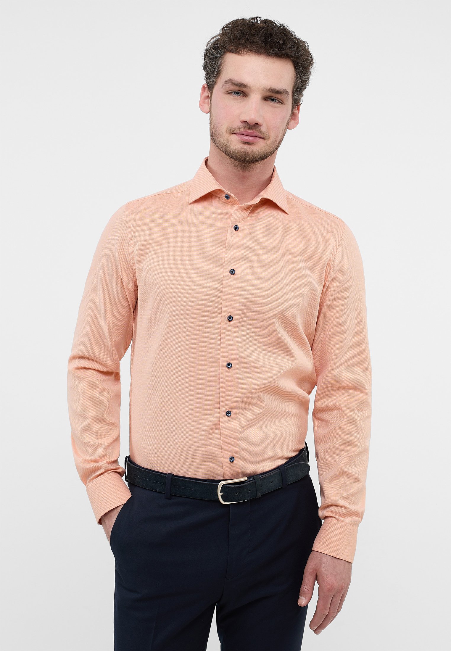 ETERNA Herren-Hemd Slim Fit – Strukturiertes Natté-Hemd Aus 100% Baumwolle, Bügelfrei, Mit Kent-Kragen, Für Business & Freizeit