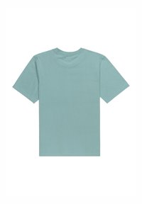 Kurzärmliges T-Shirt mit Rundhalsausschnitt aus weicher Baumwolle, in einfarbigem Hellblau und mit einer lässigen Passform ohne sichtbare Motive.