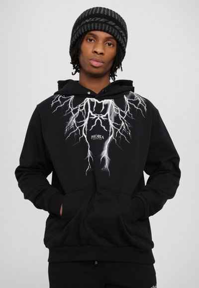 PHOBIA ARCHIVE HOODIE WITH LIGHTNING AND LOGO PRINT - Felpa - black/grey