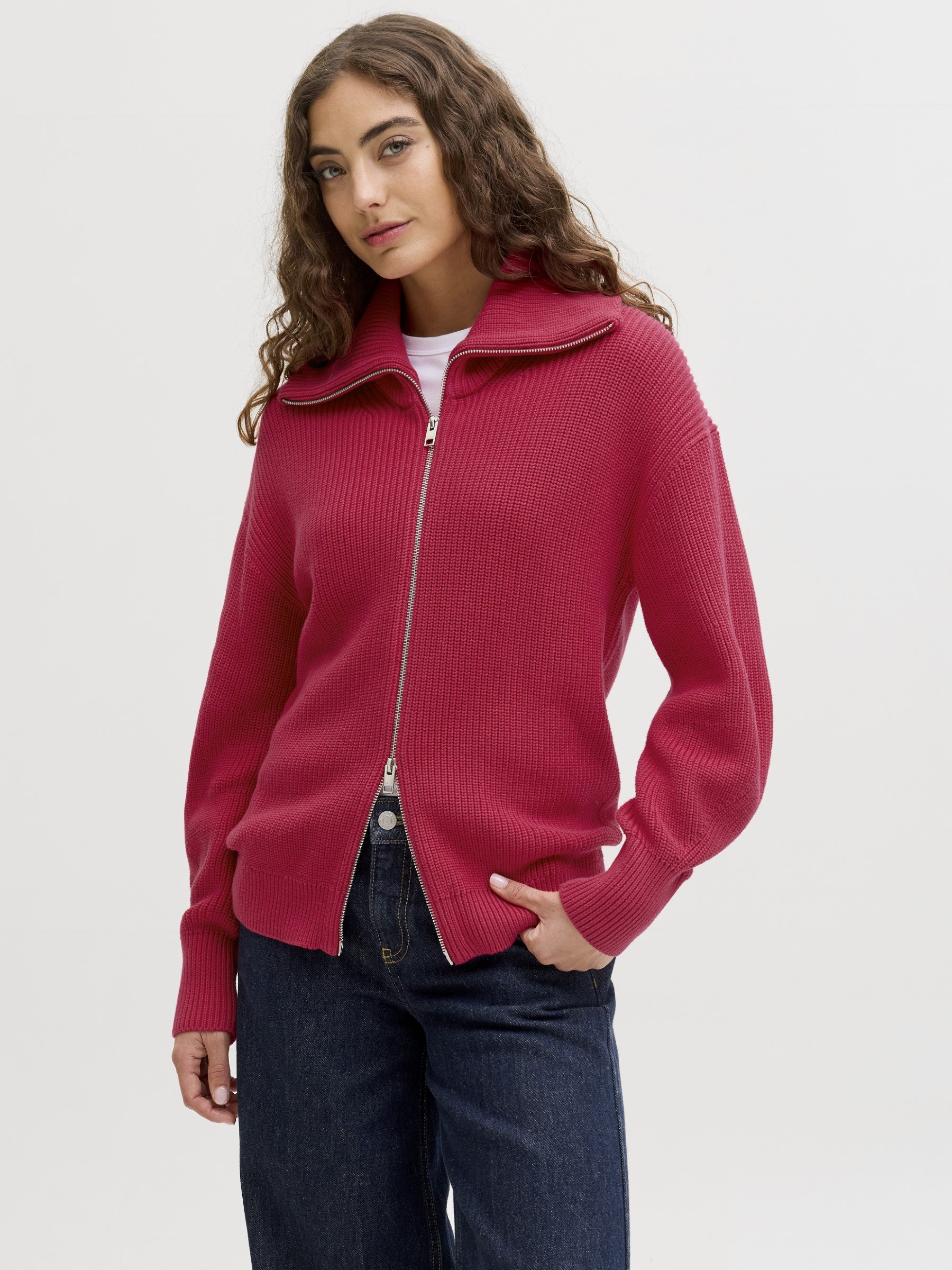 JJXX Zip Sweat JXADELINE Zip Sweat - Cardigan - barberry/red