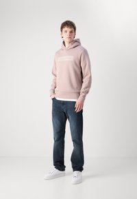 Calvin Klein BOX STRIPED LOGO HOODIE - Kapucni - bark