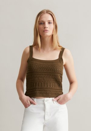REGULAR IN HÄKEL-OPTIK - Débardeur - melted chocolate
