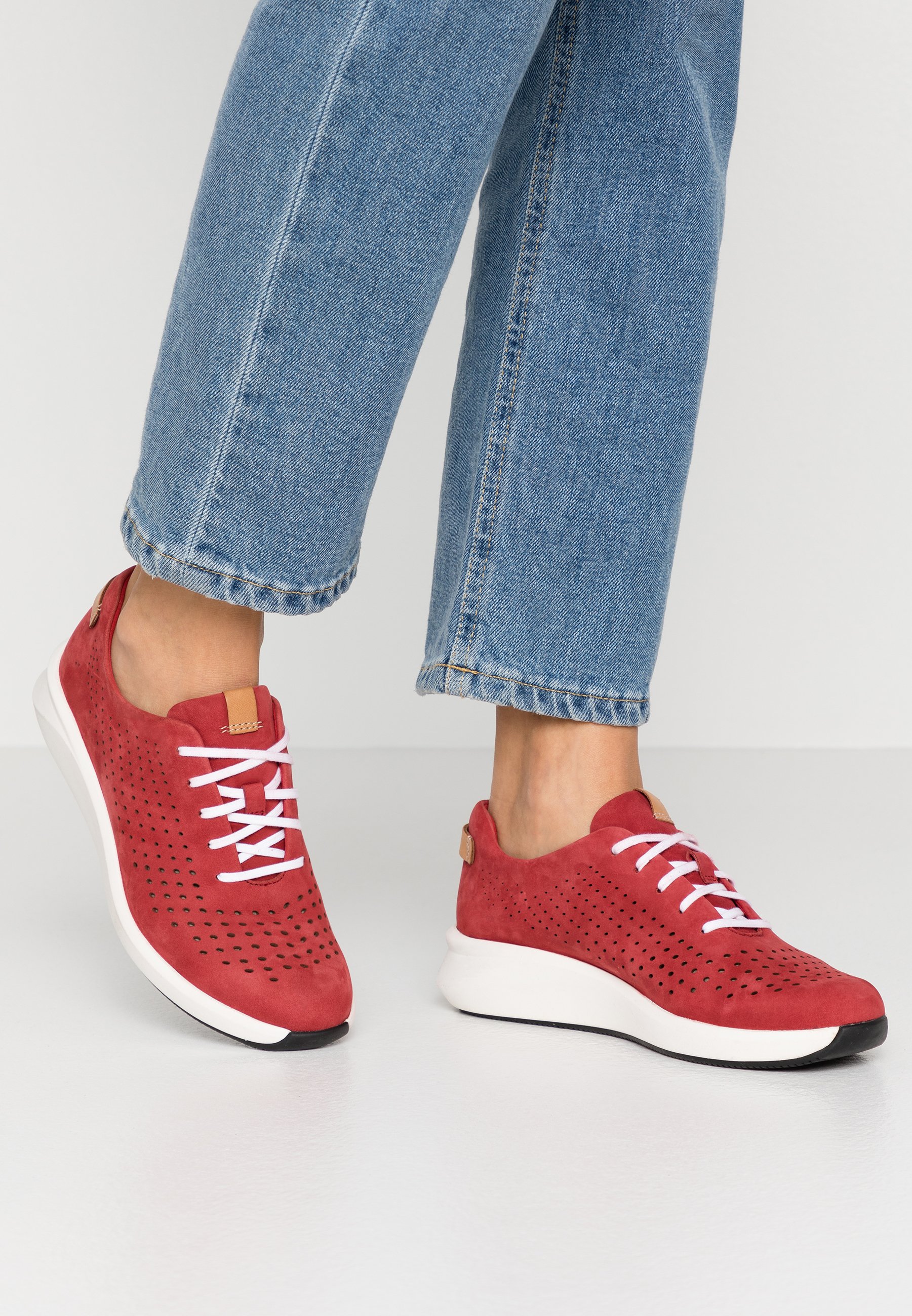 clarks red trainers