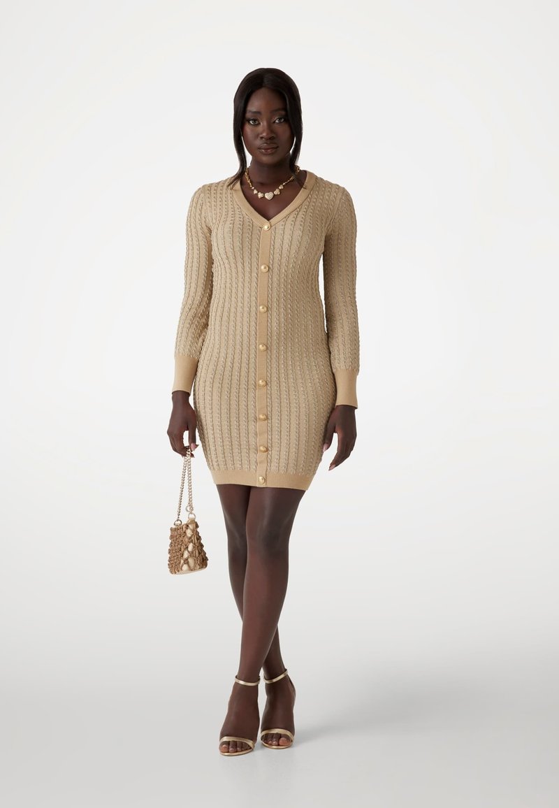 GUESS Ashti Ottoman Dress – Abito Donna Senza Maniche In Maglia Costinata, Scollo Quadrato, Vestibilità Aderente