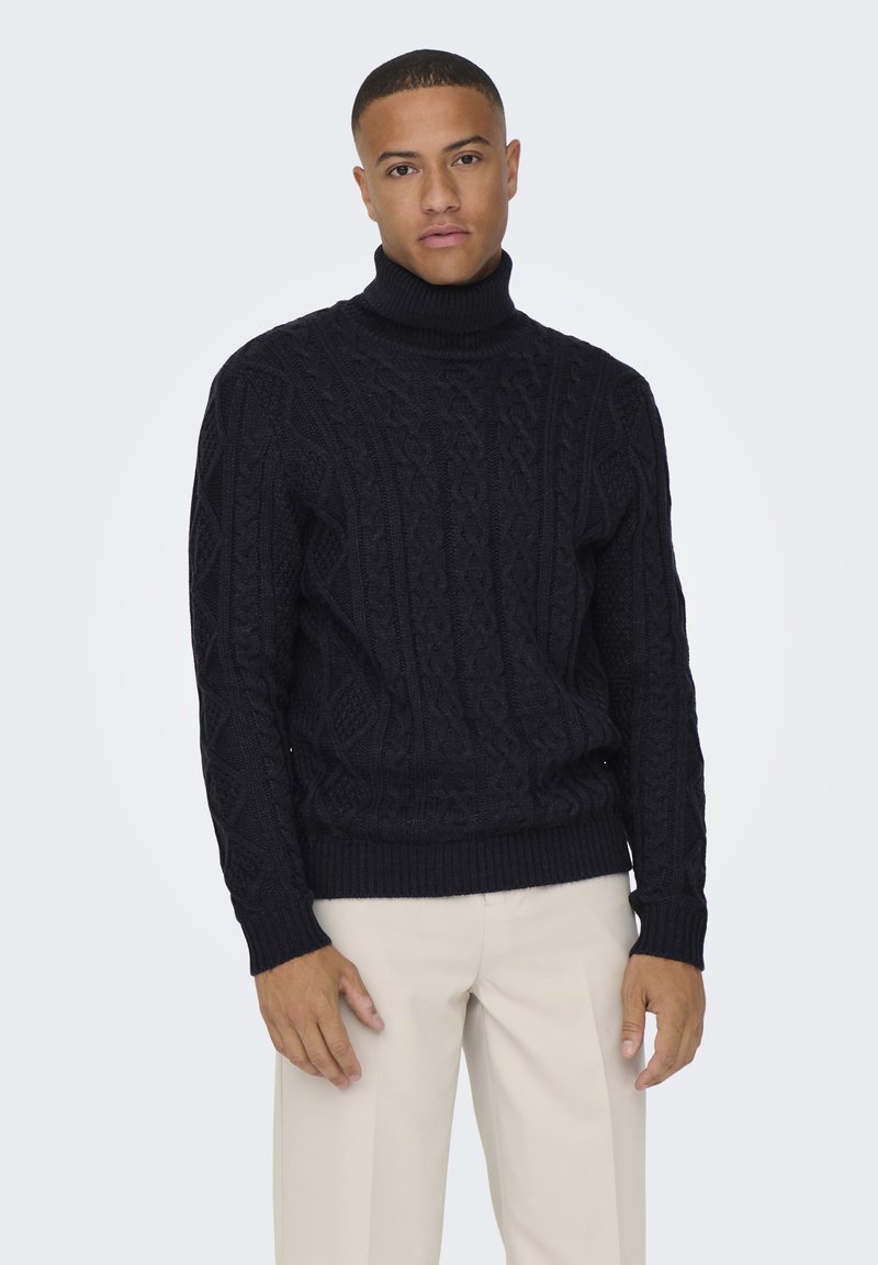 Only & Sons STRUKTUR - Strickpullover - dark navy