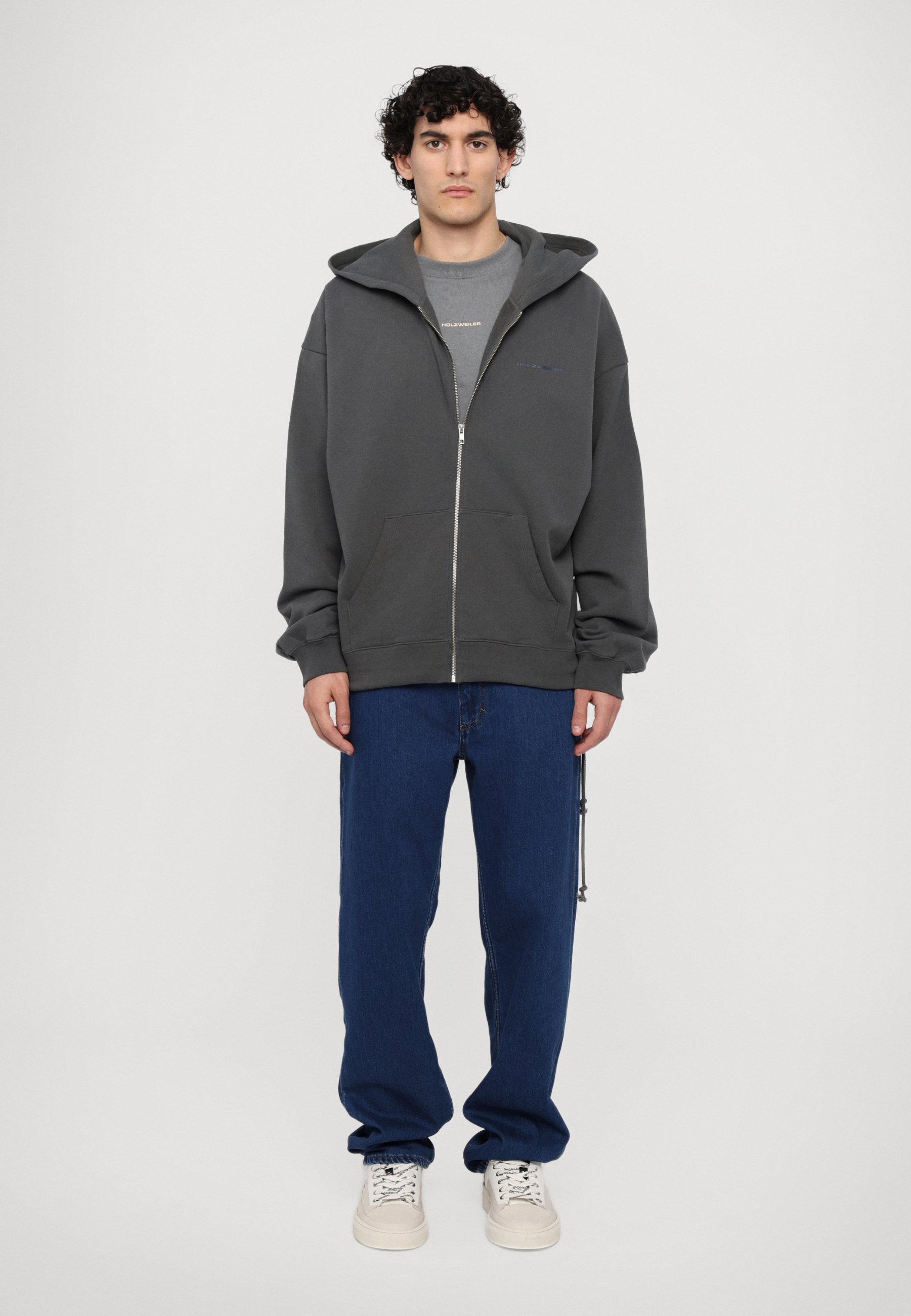 Holzweiler OMEN LOGO ZIP HOODIE UNISEX - Zip-up sweatshirt - grey