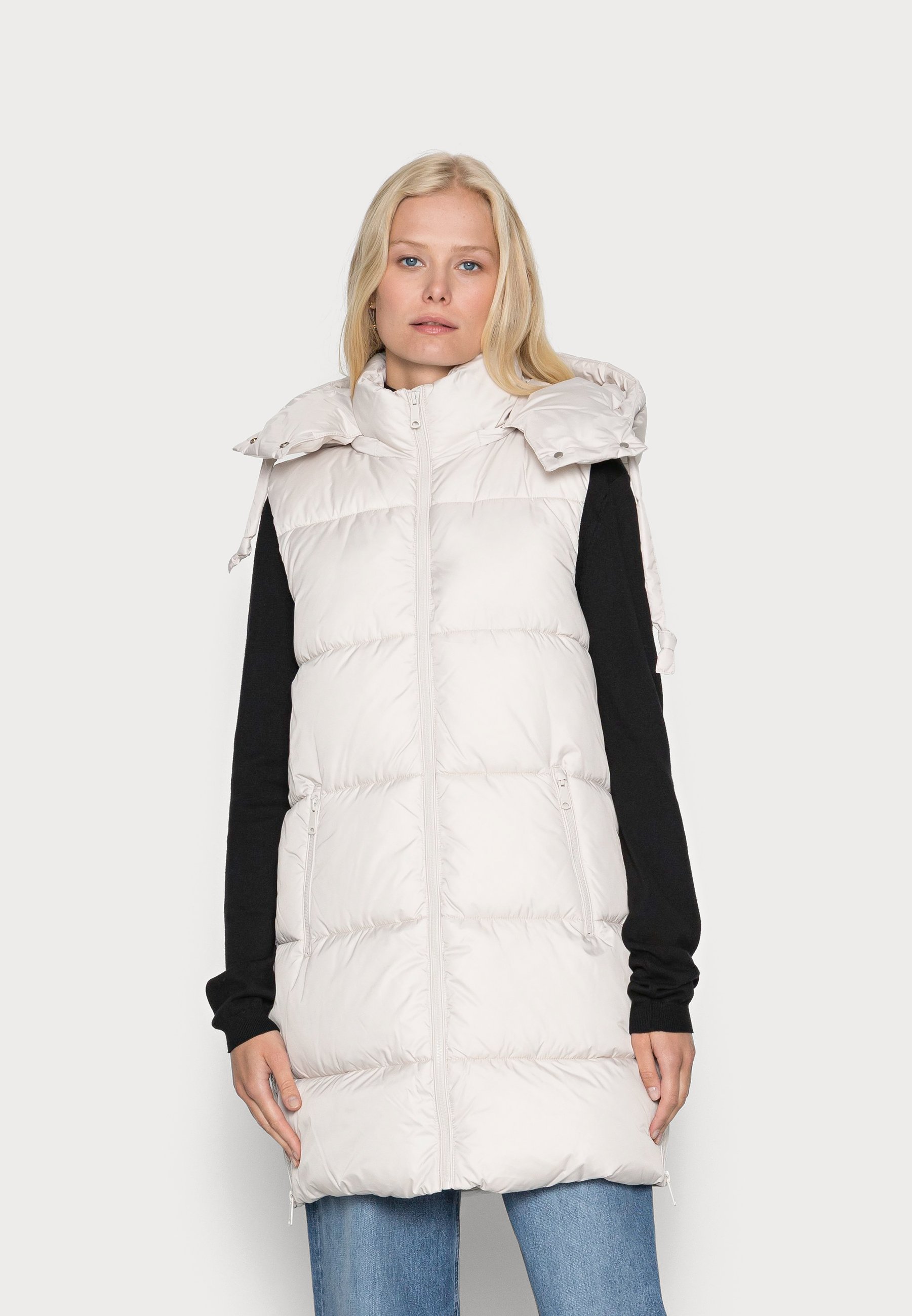 TOM TAILOR LONG MODERN - Weste - cold beige/offwhite - Zalando.de