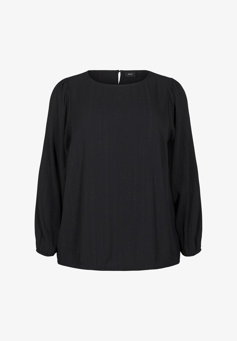 Zizzi MIT GLITZER - Camicetta - black silver