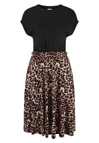Džersio suknelė - schwarz-leo-bedruckt