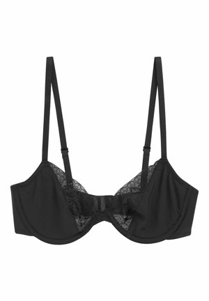 SMOOTHING FLORAL NON PAD PLUNGE - Podprsenka s kosticemi - black