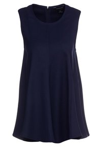 Marinblå ärmlös tunika med rund halsringning och dragkedja i ryggen. Tillverkad av mjukt tyg med en utsvängd silhuett och subtila sömmar.