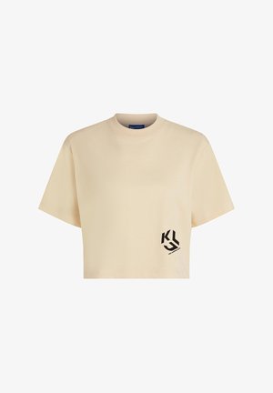 Karl Lagerfeld Jeans Nyomott mintás póló - wood ash