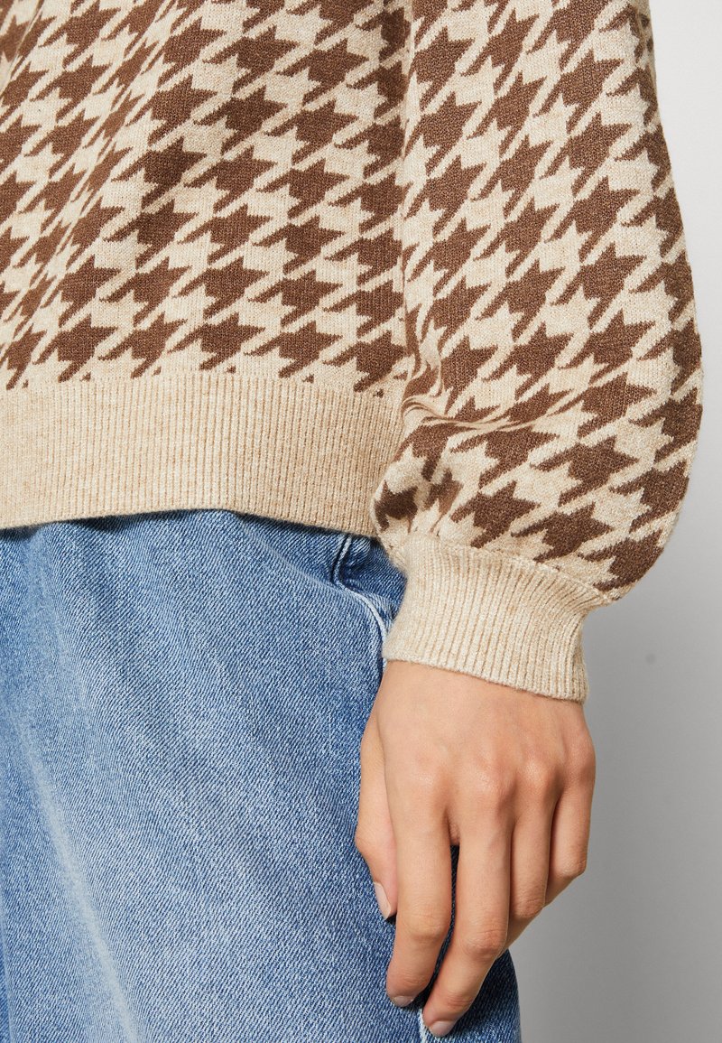 VILA VIRIL HOUNDSTOOTH - Pullover - natural melange/beige - ZALANDO.FR